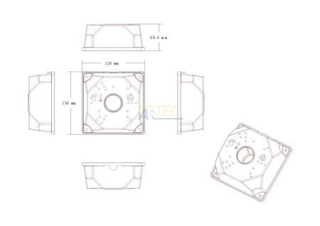 ATEC-B116 Коммутационная коробка, 116х116х49.5